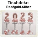 Dekoration Silvester, 2023, 4 Stück Ballondekorationen zur Silvesterparty, rosegold-silber