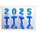 Dekoration Silvester, 2025, 4 Stück Ballondekorationen zur Silvesterparty, blau-weiß