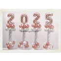 Dekoration Silvester, 2025, 4 Stück Ballondekorationen zur Silvesterparty, rosegold-silber
