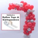 Wilde Ballongirlande Silber-Rot 3 Meter, Do it yourself-Set