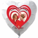 Fotoballon, weißer Herzluftballon aus Folie mit eigenem Foto zum Valentinstag. Inklusive Helium