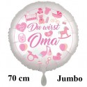 Du wirst Oma - Girl. Großer Luftballon inklusive Helium, Satin de Luxe, weiß, 70 cm