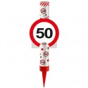 Eisfontäne Verkehrsschild 50, Dekoration zum 50. Geburtstag und Jubiläum