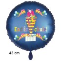 Endlich Schule! Blauer Rundluftballon, Satin de Luxe, 43cm zum Schulanfang