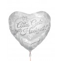 Alles Gute zur Hochzeit, Herz, Folienballon ohne Helium-Ballongas
