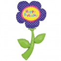 Happy Birthday, Flower Folienballon, riesig, mit Helium zum Geburtstag