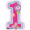 1st Birthday Girl Folienballon, Zahl 1, inklusive Helium zum 1. Geburtstag