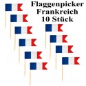 Flaggenpicker Frankreich, 10 Stück