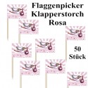 Flaggenpicker Klapperstorch, Rosa, 50 Stück