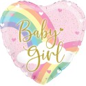 Rainbow Baby Girl, holo, Luftballon zu Geburt, Taufe, Babyparty, holografisch, Ballon mit Ballongas Helium