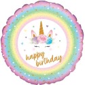 Flowers Unicorn Birthday, holografischer Einhorn-Luftballon mit Ballongas zum Geburtstag