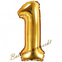 Zahlen-Luftballon aus Folie, 1, Gold, 35 cm