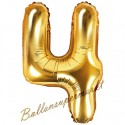 Zahlen-Luftballon aus Folie, 4, Gold, 35 cm