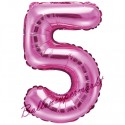Zahlen-Luftballon aus Folie, 5, Pink, 35 cm