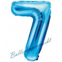 Zahlen-Luftballon aus Folie, 7, Blau, 35 cm