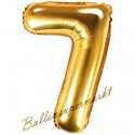 Zahlen-Luftballon aus Folie, 7, Gold, 35 cm