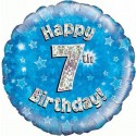 Luftballon aus Folie, Happy 7th Birthday Blue  zum 7. Geburtstag