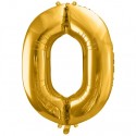 Zahlen-Luftballon aus Folie, 0, Gold, 86 cm
