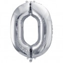 Zahl 0 Luftballon aus Folie, Silber, 86 cm