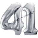 Zahlen-Luftballons aus Folie, 41, Silber, 86 cm