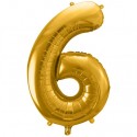 Zahlen-Luftballon aus Folie, 6, Gold, 86 cm