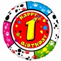 Luftballon aus Folie, Happy Birthday Animaloon 1 zum 1. Geburtstag