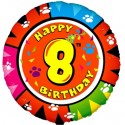 Luftballon aus Folie, Happy Birthday Animaloon 8 zum 8. Geburtstag