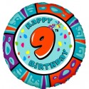 Luftballon aus Folie, Happy Birthday Animaloon 9 zum 9. Geburtstag
