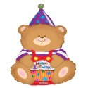 Happy Birthday Bär Folienballon mit Helium zum Geburtstag