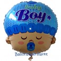Luftballon zu Geburt und Taufe eines Jungen, Baby Boy Head, Ballon mit Ballongas Helium