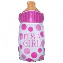 It's a Girl Babyflasche, Luftballon aus Folie, zur Geburt eines Mädchens, Ballon mit Helium