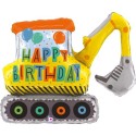 Happy Birthday, Bagger Folienballon, mit Helium zum Geburtstag