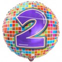 Luftballon aus Folie, Birthday Blocks 2 zum 2. Geburtstag
