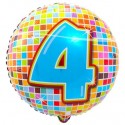 Luftballon aus Folie mit Helium, Birthday Blocks 4 zum 4. Geburtstag