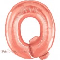Buchstaben-Luftballon aus Folie, Q, Rosegold, 100 cm groß inklusive Helium
