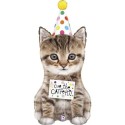 Happy Birthday Katze, Folienballon, Shape, ohne Helium zum Geburtstag