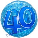 Lucid Blue Birthday 40, großer Luftballon zum 40. Geburtstag, Folienballon mit Ballongas