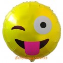 Verrücktes Emoticon, Emoji, Smiley, Luftballon aus Folie ohne Ballongas-Helium