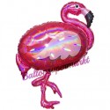Glitzernder Pink Flamingo, irisierend, Folienballon mit Ballongas