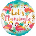 Folienballon Let's Flamingle, Flamingo Party, Rundballon 43 cm ohne Helium