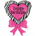 Happy Birthday, Herz mit Schleife Folienballon mit Helium zum Geburtstag