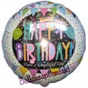 Geburtstags-Luftballon Happy Birthday Patchwork, ohne Helium
