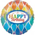 Geburtstags-Luftballon Happy Birthday Sparkly Triangles, inklusive Helium