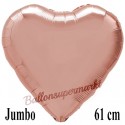 Jumbo Herz Rosegold, 61 cm, inklusive Helium