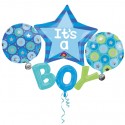 It's a Boy Cluster, großer Folienballon zu Geburt, Taufe, Babyparty