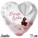 Ewige Liebe, Jumbo Folienballon zur Hochzeit, Herz inklusive Helium-Ballongas