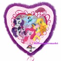 Luftballon My Little Pony, Herz mit Federn, Jumbo Folienballon ohne Ballongas