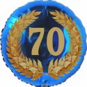 Luftballon aus Folie, 70. Geburtstag, Lorbeerkranz  Zahl 70, ohne Helium