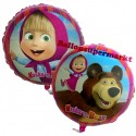 Luftballon Mascha und der Bär, Folienballon, rund mit Ballongas