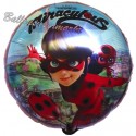 Luftballon Miraculous Ladybug, Folienballon in Rundform ohne Ballongas